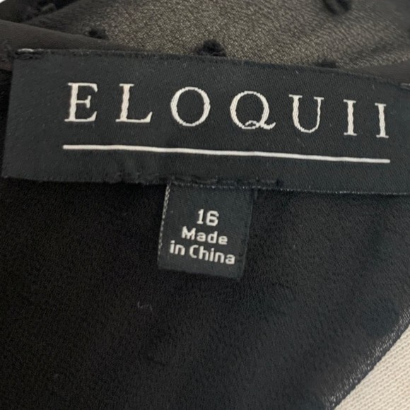 Eloquii Studio Tiered Ruffle Dress Black Swiss Dot Size 16 Plus Long Sleeve - Picture 6 of 12